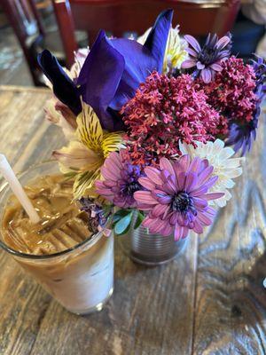 Coffee and flowers