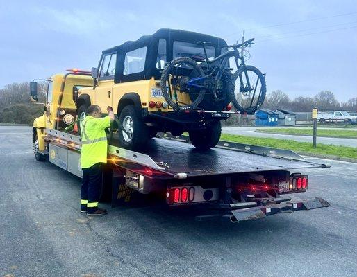 Not so happy having to bum ride from one of those tow boys!