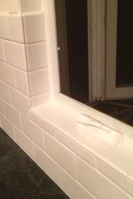 Mark was open to my idea to line window casing with tile, (ease in cleaning & good line) and he did it beautifully.