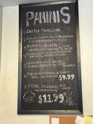 Paninis menu