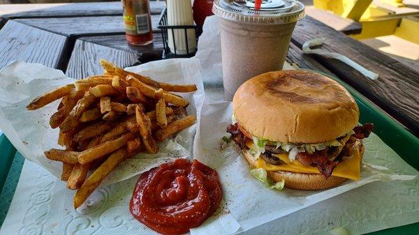 Double, fries and a Oreo shake