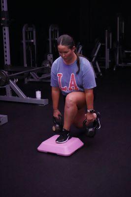 A client during their set in our Women's Group Training class