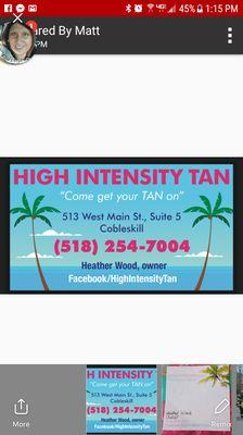 High Intensity Tan