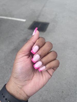 french tip over pink acrylic