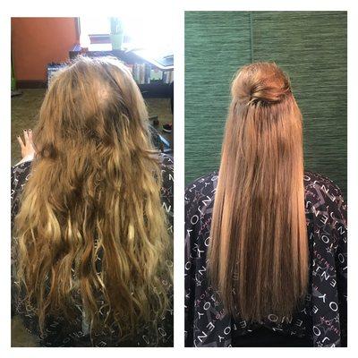 Prior extensions  didn't blend , color texture ,or placement! Full color-correction correction and strand by strand