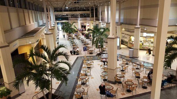 Dead food court. Most of the ceiling and tree lights were not turned on the night I was there