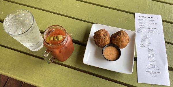 Bloody Mary and boudin balls