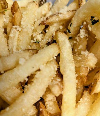 Close up of parmesan truffle fries