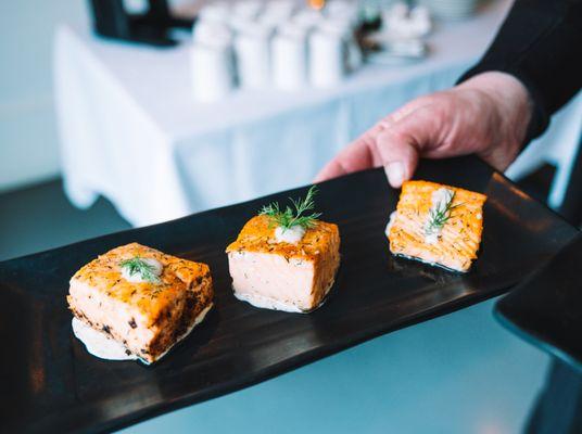 Salmon with dill tahini sauce.