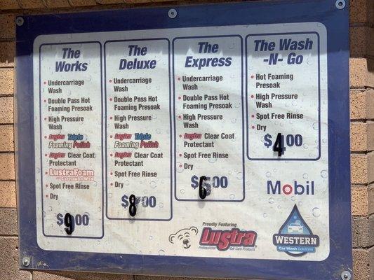 Car wash prices May 2021