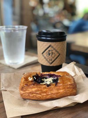 Blueberry danish and coffee