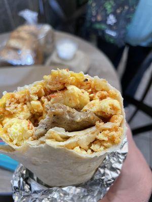 Breakfast burrito with sausage