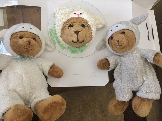 Custom made ice cream cake side-by-side with doppelgängers!