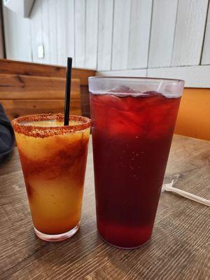 Mango Margarita on the left and Jamaica on the right