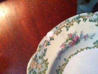 Chipped plate, can;t believe I did not have more broken as 5-6 plates just wrapped together with nothing between them.