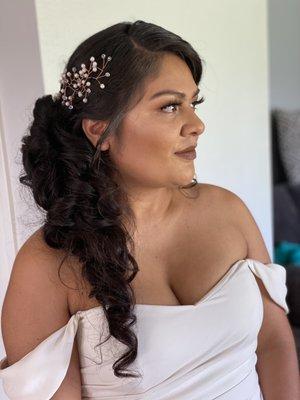 Side updo on Bride.