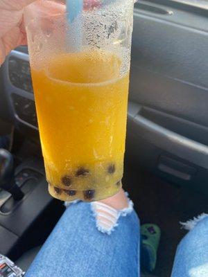 Mango smoothie with boba