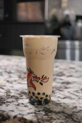 Milk tea with black tea and boba