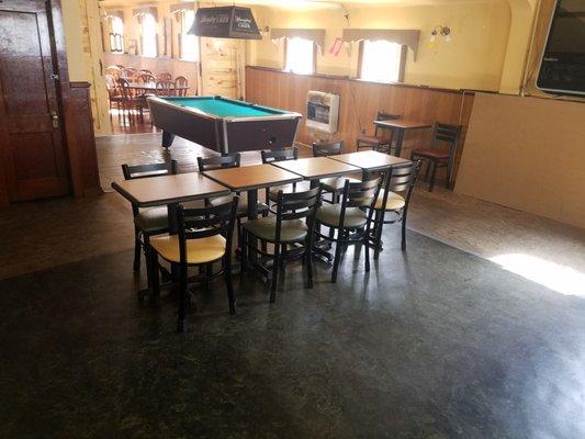 Bar floor and pool table