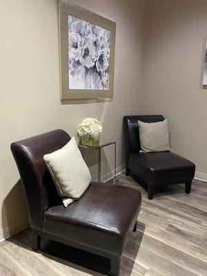 Reception Room seating reflects classic simplicity .