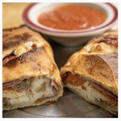 Small stromboli with meat sauce