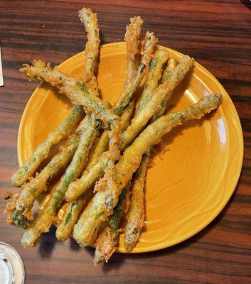 Beer battered asparagus (so yummy)!