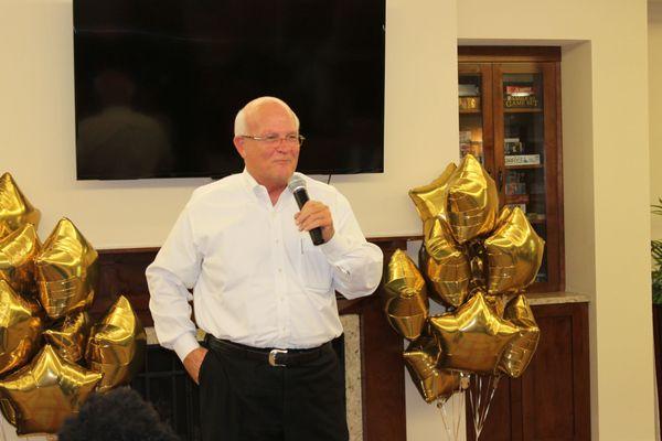 Senator Dennis Baxley at Villages Rehab & Nursing Center congratulating the facility for earning the Gold National Quality Award!