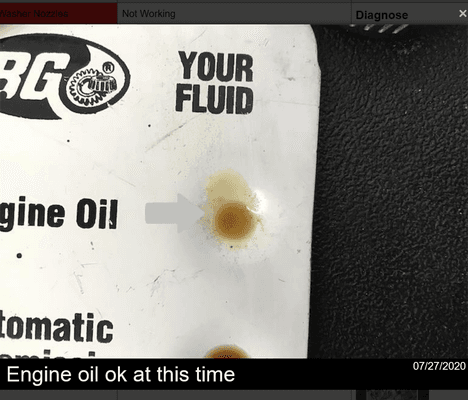 Small print says engine oil is ok at this time.  But it is filed under the "Needs Immediate Attention" section.  My oil is light straw color