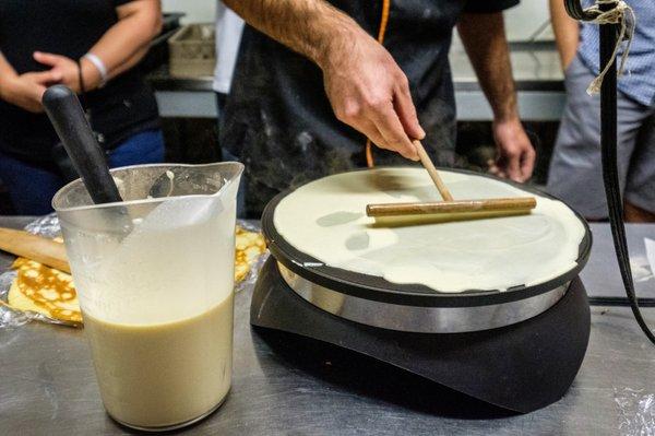 Chef Tommy crepe making demo and tasting