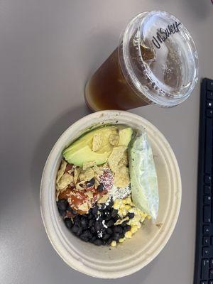 Mexican Bowl with Steak and an unsweetened Arnold Palmer on the side.