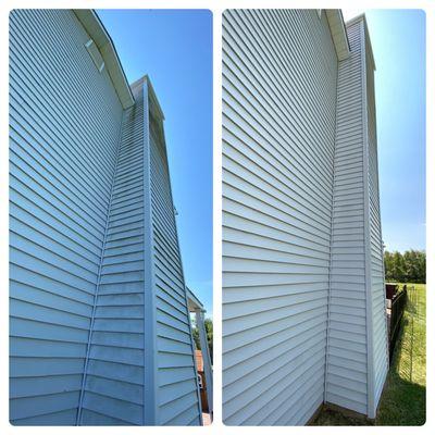 Soft washing the exterior of a home in Pennsylvania.