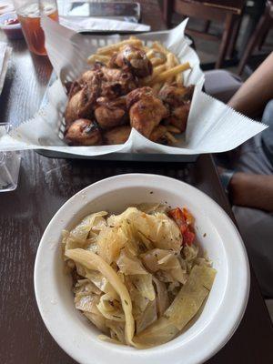 Fried Wings w/ Fries and Cabbage