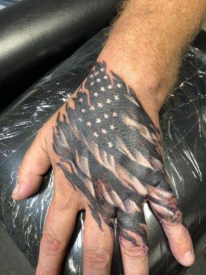 Flag on hand