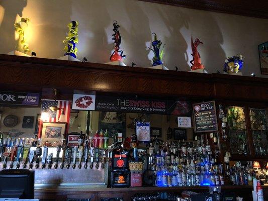 bar with chihuly glass