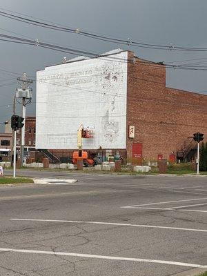 Sprucing up the old mural