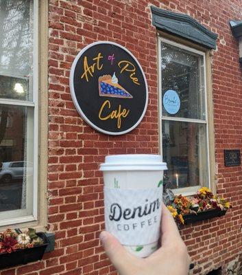 Enjoy a delicious cup of fresh brewed Denim Coffee at Art of Pie Cafe!