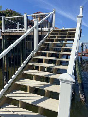 Upper Dock with composite railings and stairway to lower dock.