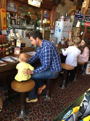 Lux and Daddy at the soda fountain bar