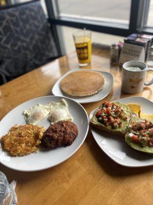 The Sunrise with Nashville Hot chicken, Avocado Toast