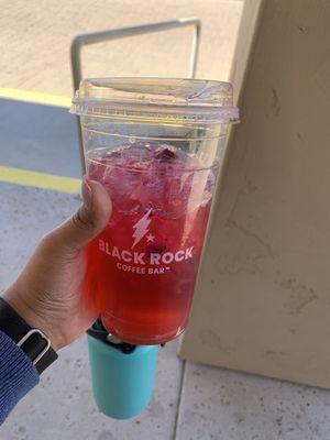 Passion Fruit Strawberry Iced Green Tea with Dragon Fruit