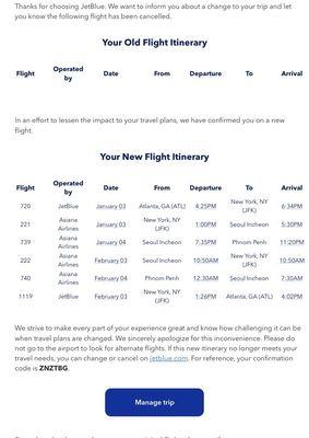 Flight changes overlap my next destination