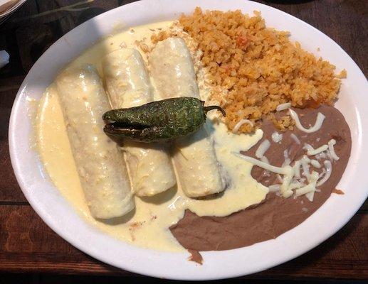 Enchiladas Roughers with a chili toreado