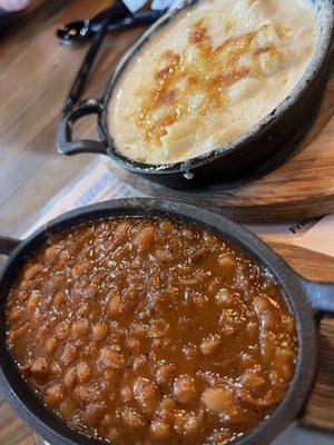 Baked beans and mac & cheese