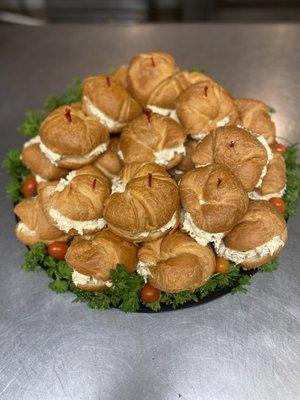 Chicken salad on mini croissants