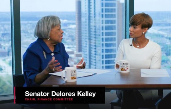 Senator Delores Kelley, Chair of the Finance Committee with Lisa Harris Jones