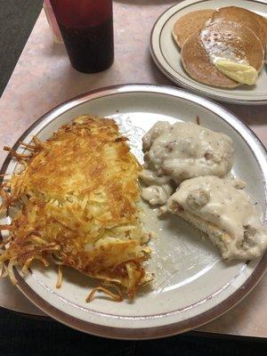 Gourmet browns and half biscuits and gravy