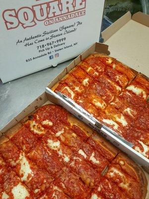 an  authentic Sicilian Square Square pizza