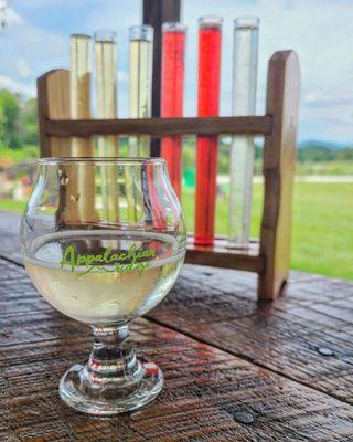 Cider and wine flight tasting.