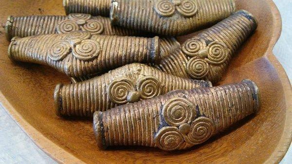 Large, handmade African brass beads