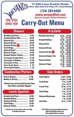 Latest carryout menu!